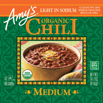 Amy'S Organic Chili, Vegan Medium Chili, Light In Sodium, Gluten Free, Made With Organic Red Beans And Tofu, 14.7 Oz (12 Pack)