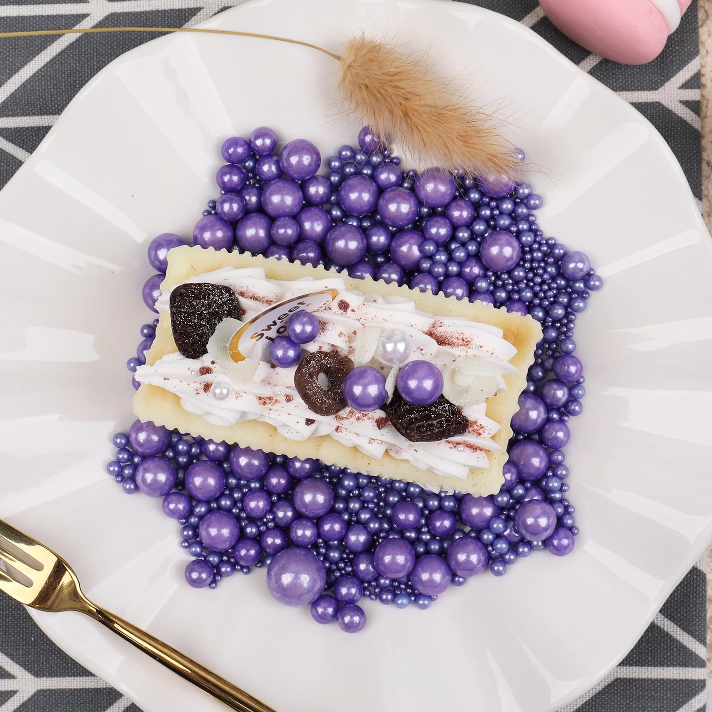 Purple Sprinkles For Cake Decorating, 120G/4.23Oz Edible Purple Pearl Sprinkles Mix, Sugar Candy Pearls For Baking, Cookie Decor
