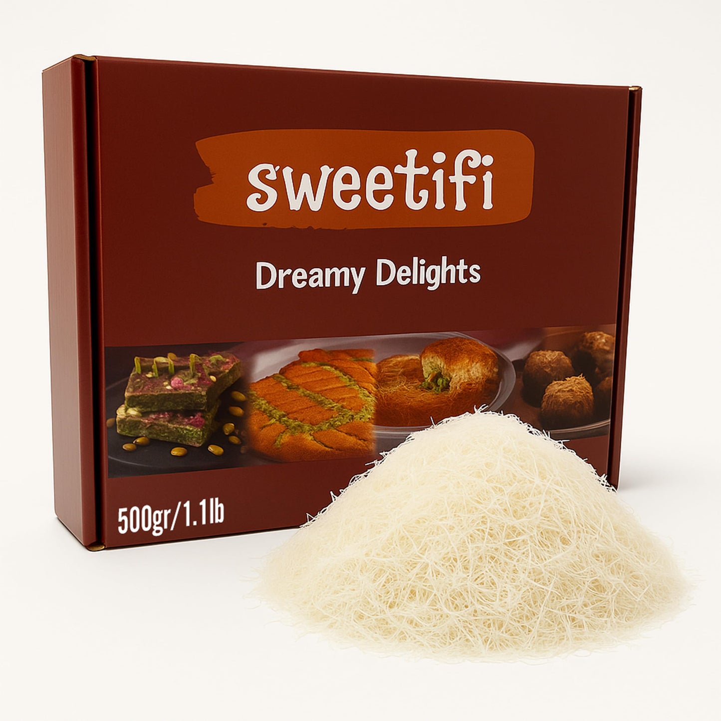Sweetifi Kataifi Shredded Fillo Dough, Dried Chopped for Desserts, 500gr (1.1lb)