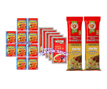 Pepper Onion Seasoning Mix Tomato Paste Pack of 5 | 1 Roll of onga stew small size 10g pack 10 pcs | With Golden Penny Spaghetti