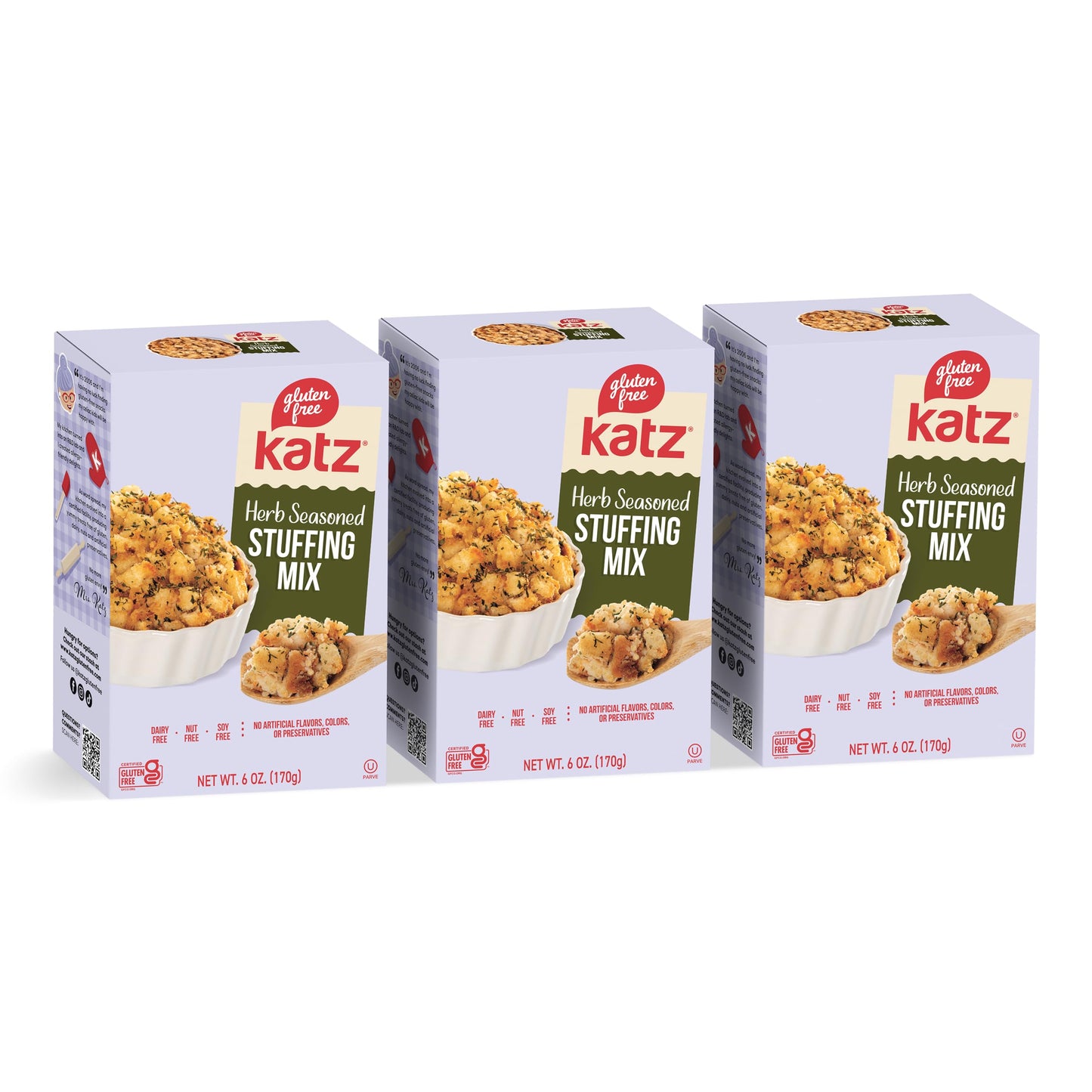 Katz Gluten Free Herb Seasoned Stuffing Mix Perfectly For All Your Holiday And Everyday Cooking Needs  With No Artificial Flavors  Colors  Or Preservatives Pack of 3 (6 Oz)
