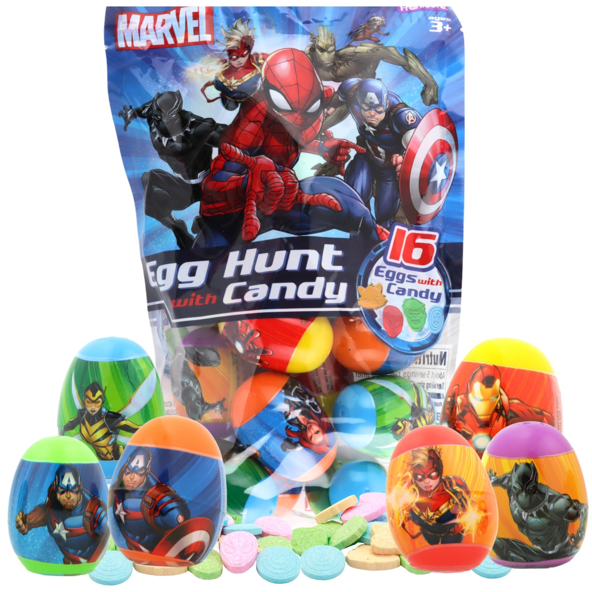 Marvel Character Designed 16 Count Prefilled Easter Eggs With Candy Including Rocket Raccoon, Spider-Man, Hulk And Captain Ameri
