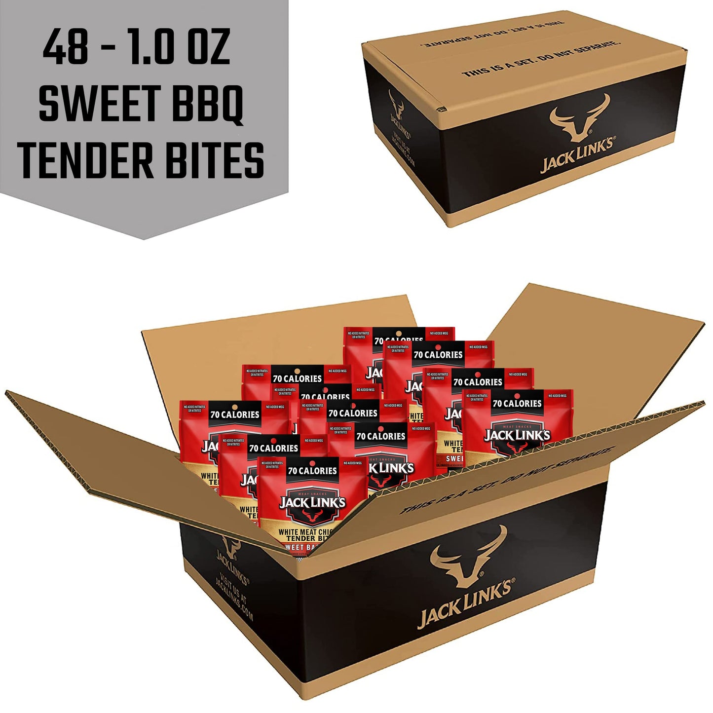 Jack Link s Chicken Tender Bites, Sweet BBQ, Bulk Pack - Flavorful Meat Snack for School, 9g Protein and 70 Calories, Made with