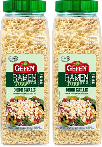 Gefen Onion Garlic Ramen Salad Toppers, 10 oz (2 Pack) | Ready to Use | Crunchy Salad Topping | Ramen Noodle Crunch | Soup Toppe