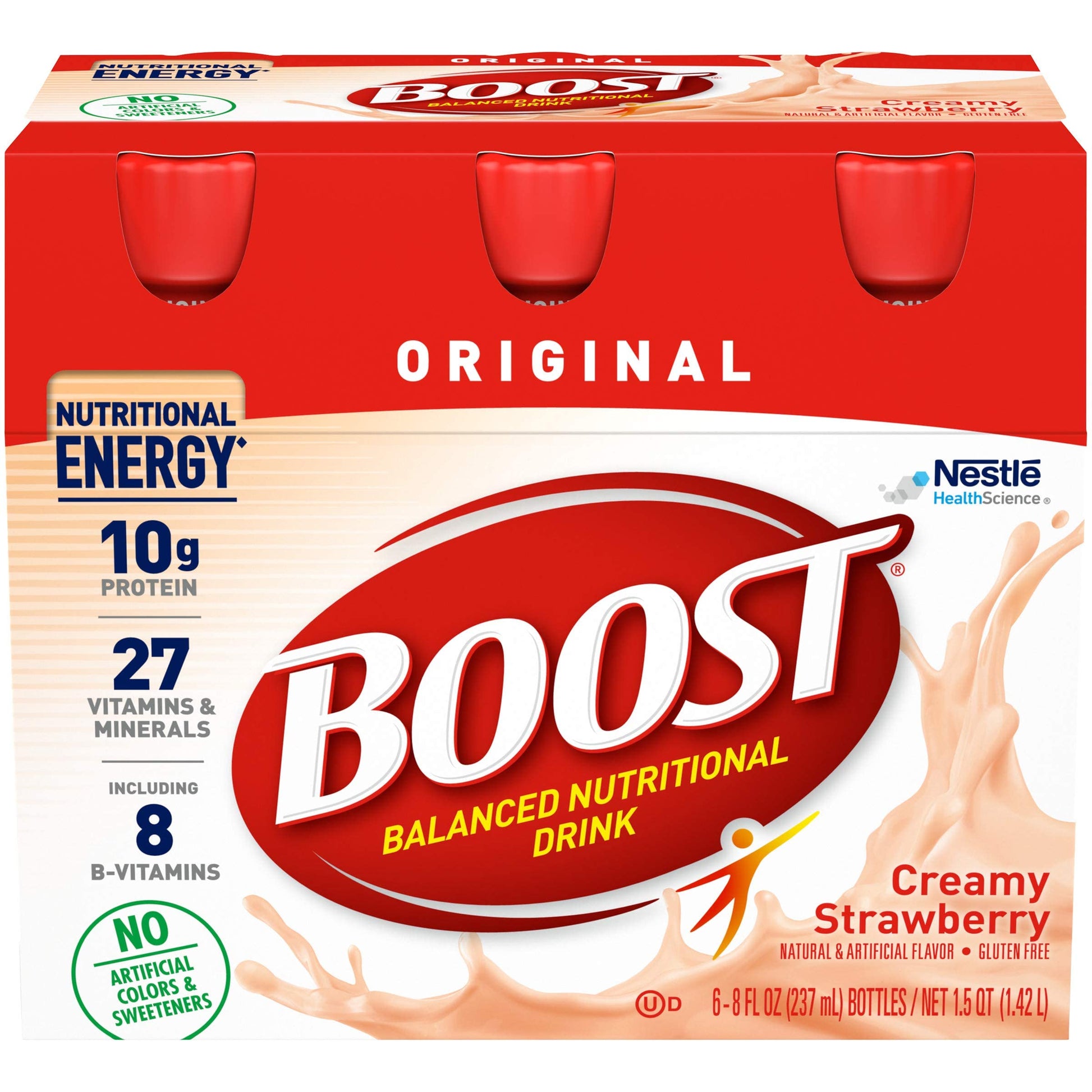 BOOST Original Balanced Nutritional Drink, Creamy Strawberry, 8 FL OZ, Pack of 6, Model 550264