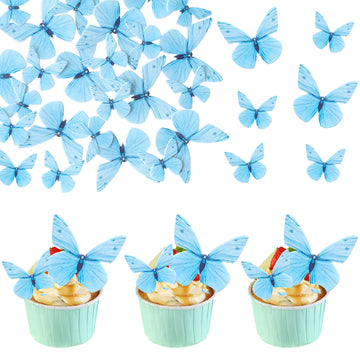 Ephlyn 72Pcs Edible 3D Realistic Butterfly Cupcake Toppers - Cute Cake Picks for Baby Shower, Boys Girls Birthday Party Decorati