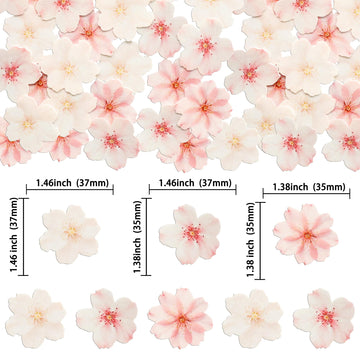 Gyufise 54Pcs Edible Cherry Blossoms Cupcake Toppers Edible Flowers Cake Decorations Wafer Paper Flowers Cupcake Topper For Baby