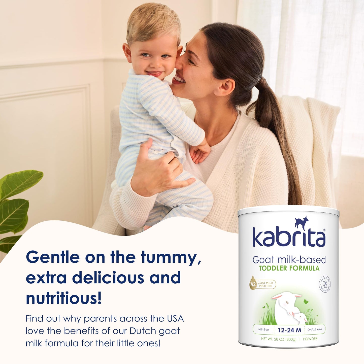 Kabrita Goat Milk-Based Toddler Nutrition Drink, 12–24 Months, Gentle & Easy To Digest, Clean Label Project Certified, Supports Gut Health, Immunity & Brain Development 28Oz (Pack Of 6)