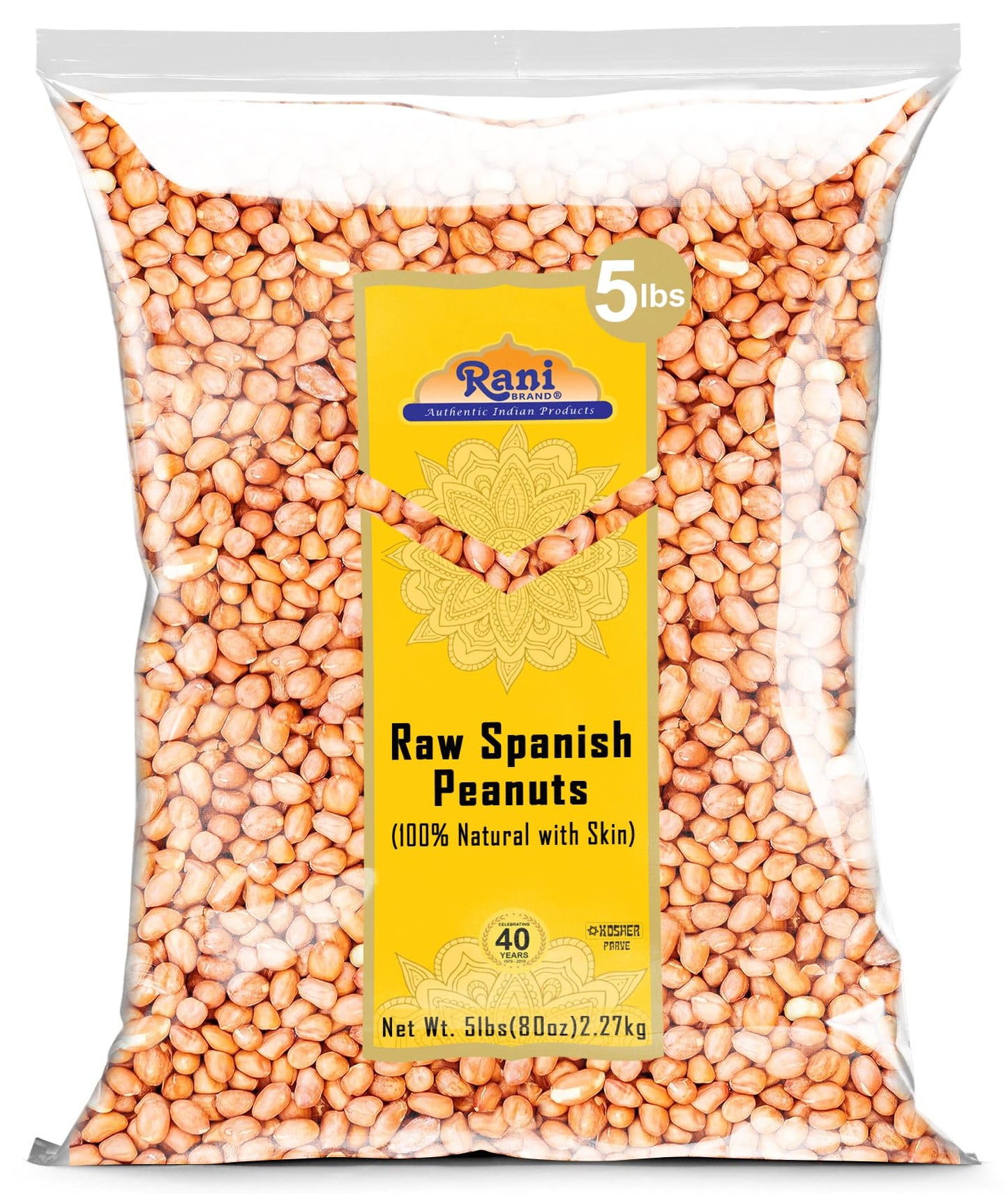 Rani Raw Spanish Peanuts 100% Natural with Skin (uncooked, unsalted) 80oz (5lbs) 2.27kg Bulk ~ Vegan | Gluten Friendly | Fresh P