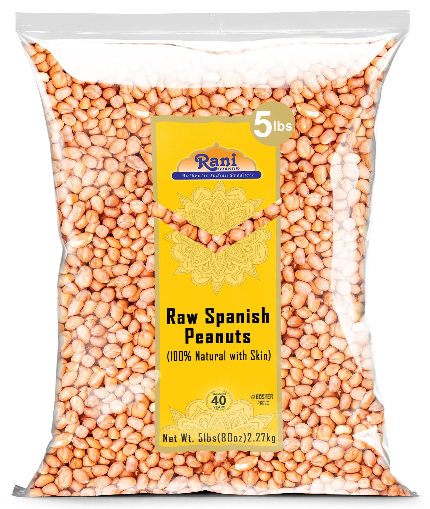 Rani Raw Spanish Peanuts 100% Natural with Skin (uncooked, unsalted) 80oz (5lbs) 2.27kg Bulk ~ Vegan | Gluten Friendly | Fresh P