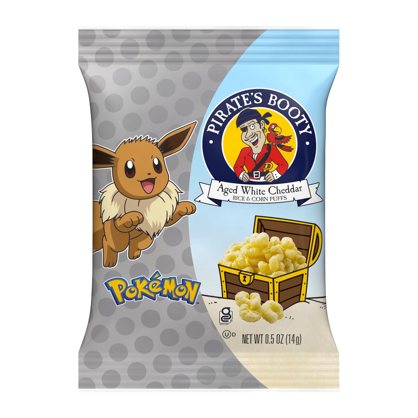 Pirates Booty Pok  mon Multipack, Aged White Cheddar Cheese Puffs, Gluten-Free, Kids Snacks, 0.5oz (18ct)
