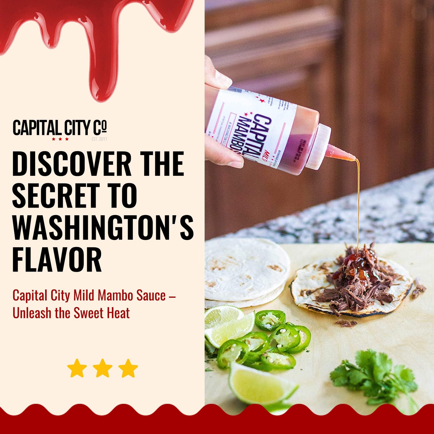 Capital City Mambo Sauce - Variety 2 Pack - Sweet Hot & Mild | Washington Dc Wing Sauces | Perfect Condiment Topping For Wings,