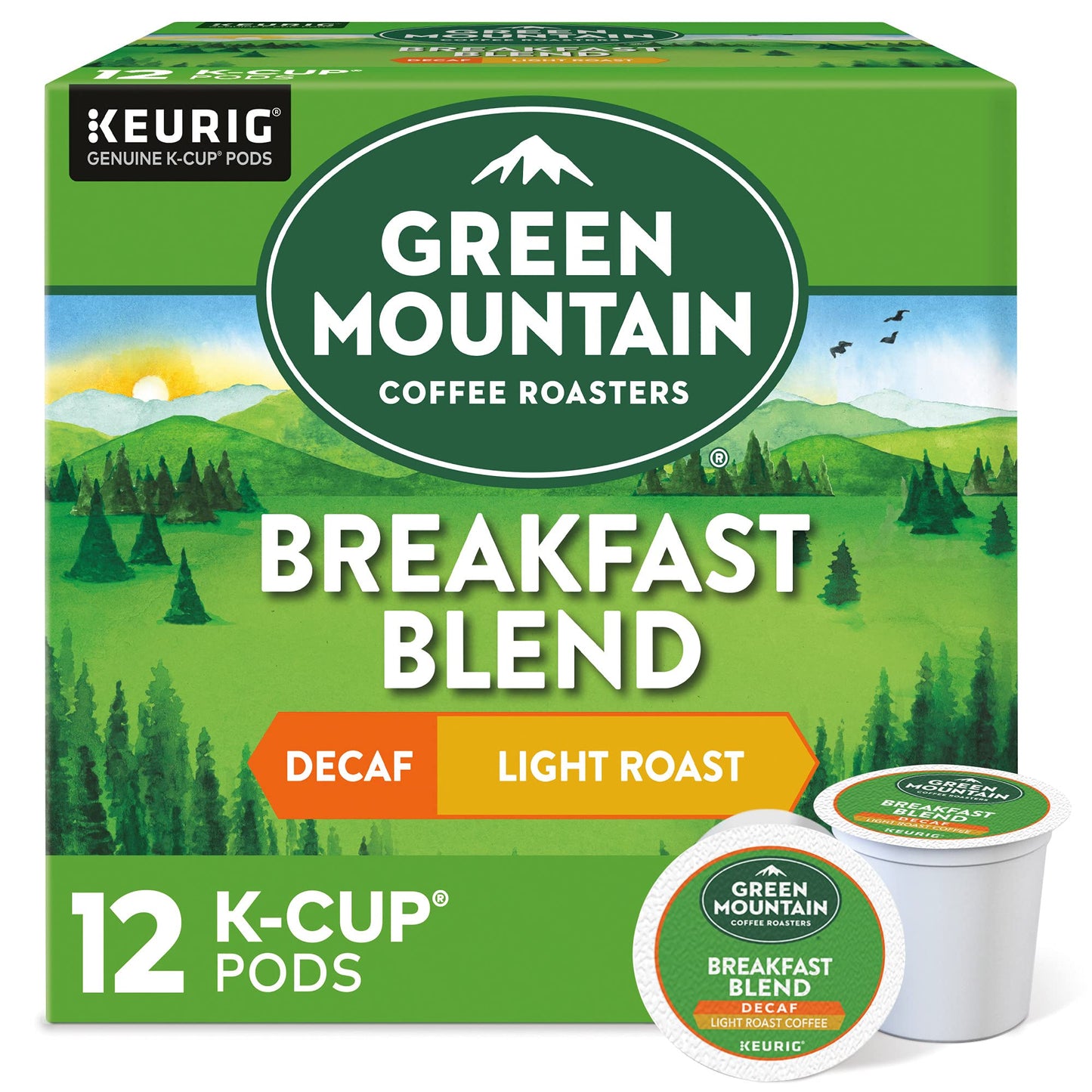Green Mountain Keurig Decaf Coffee Breakfast Blend, 0.31 Ounce (Pack Of 12)