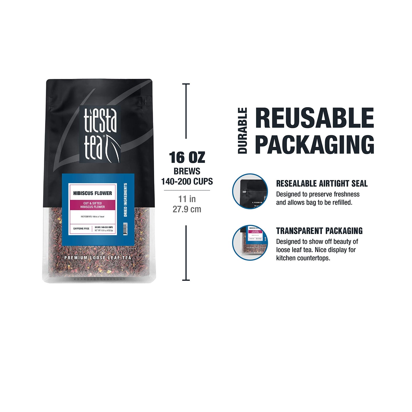 Tiesta Tea - Dried Hibiscus | Cut & Sifted Hibiscus Flower | Premium Loose Leaf Tea Blend | Non-Caffeinated Tea | Make Hot Or Ic