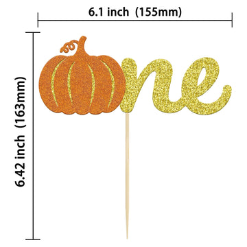 Gyufise 1 Pack Pumpkin One Cake Topper Glitter Fall Theme Little Pumpkin 1St Birthday Cake Pick Decorations For Baby Shower Firs