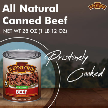 Keystone Meats Canned Beef - All Natural, Fully Cooked, Gluten Free, 28 Oz, Emergency Survival Food