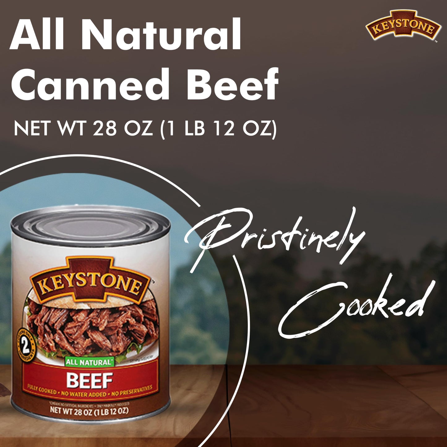 Keystone All Natural Canned Beef, Fully Cooked, 28 Oz, Gluten Free, Pack of 4