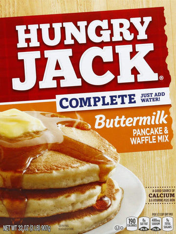 Hungry Jack Complete Buttermilk Pancake and Waffle Mix, 32 Ounce (Pack of 6)