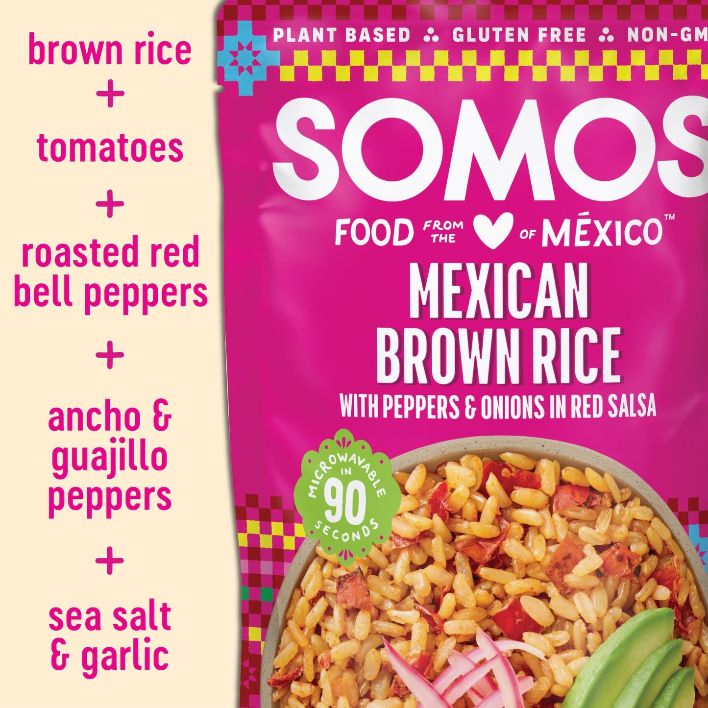 Somos Mexican Brown Rice - Gluten Free, Non-Gmo, Vegan & Microwavable Meals Ready To Eat - Delicious, Healthy & Convenient - Per