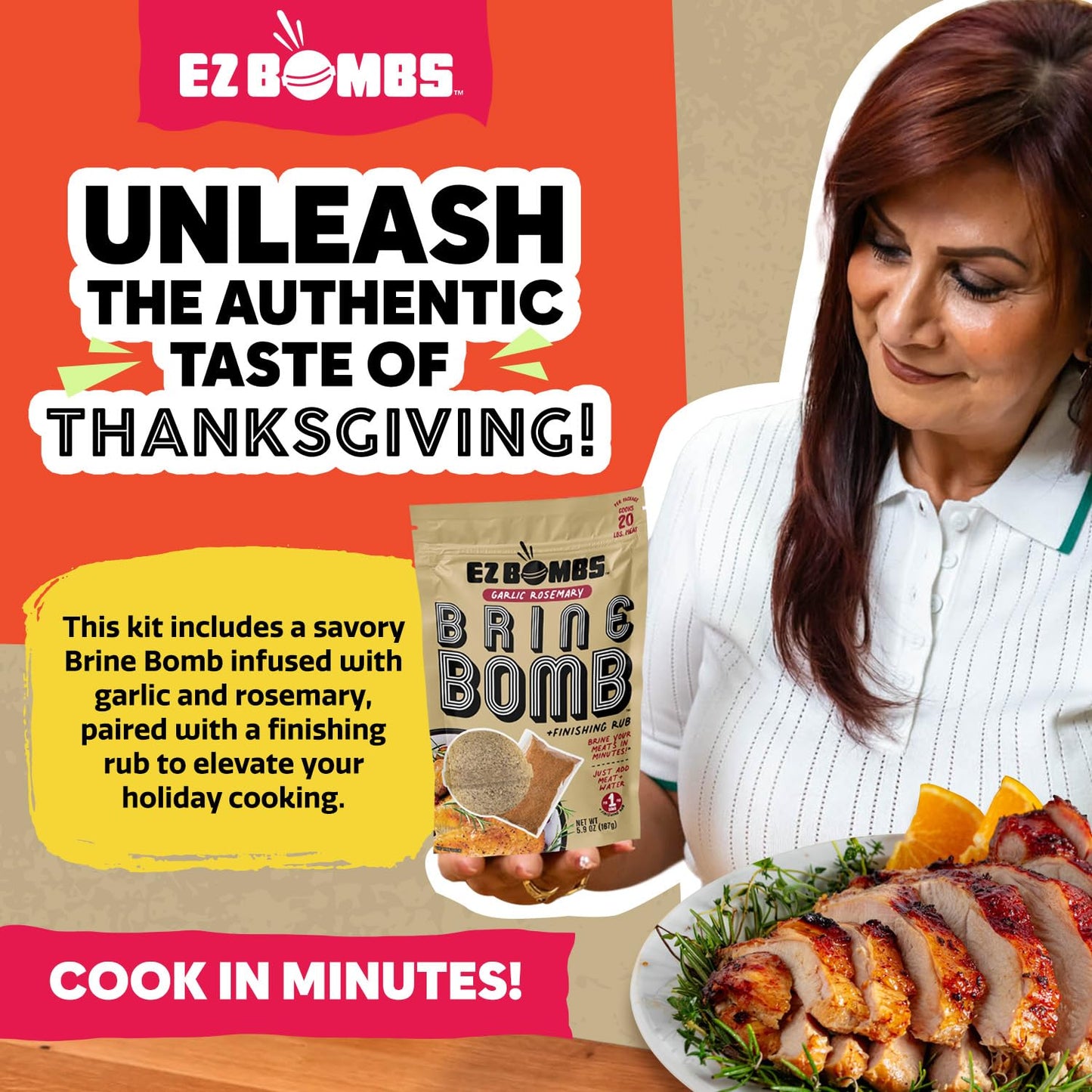 EZ  s Garlic Rosemary Brine   Seasoning Kit - All-in-One Turkey Brine for Juicy Meat - 5.9 Ounce Pack