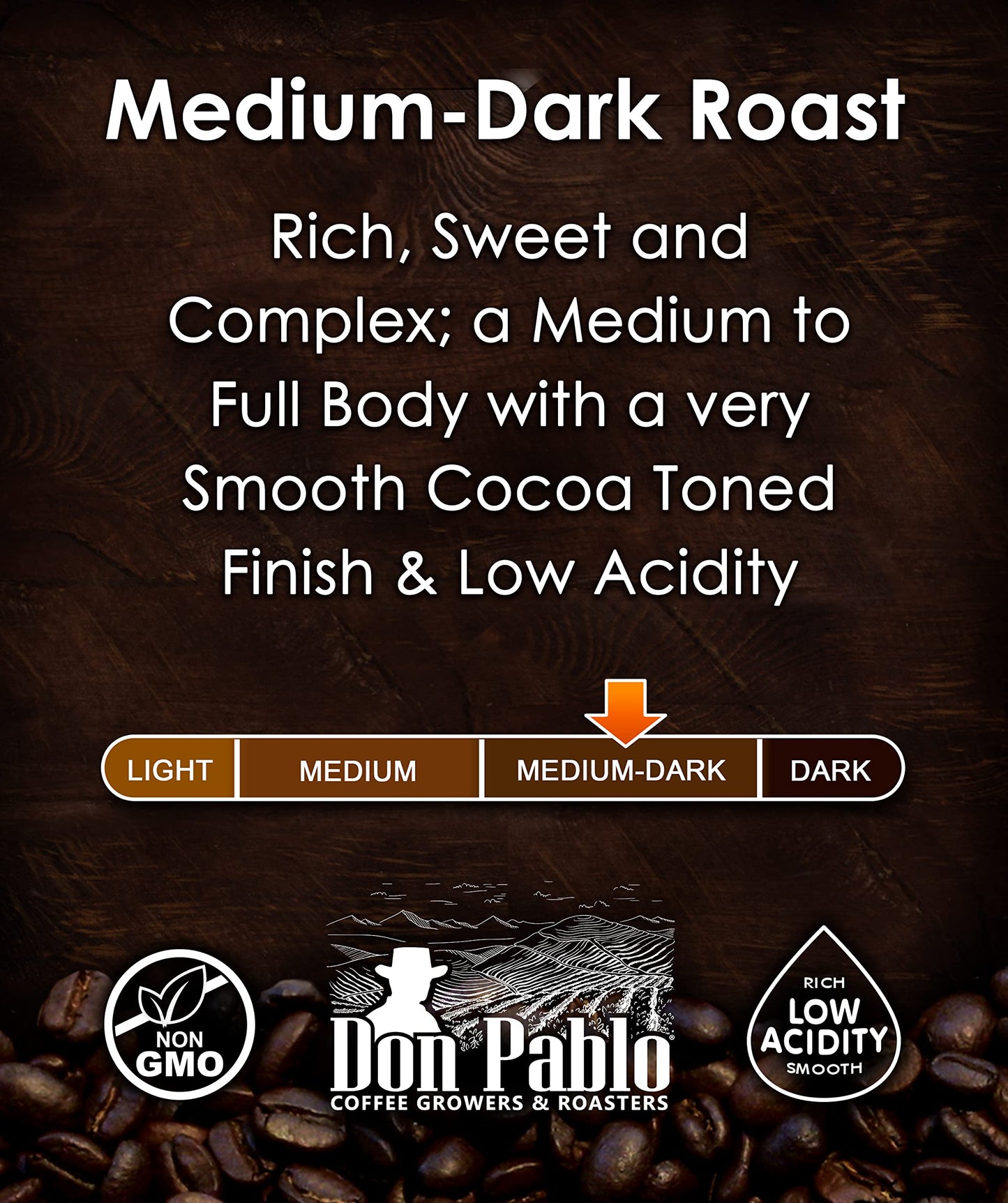 2Lb Don Pablo Gourmet Coffee - Signature Blend - Medium Dark Roast - Whole Bean Coffee - 100% Arabica Beans - Low Acidity And No