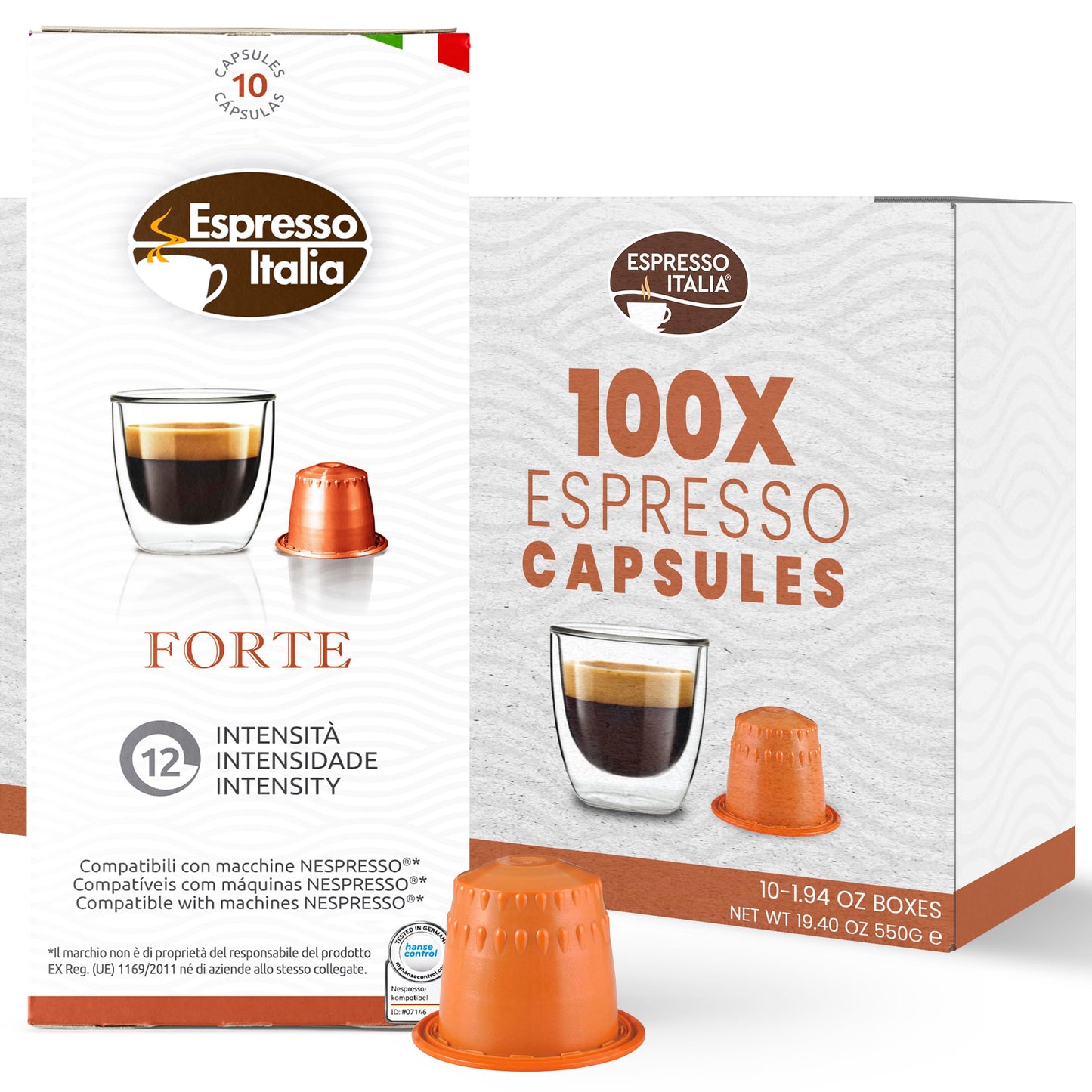 Espresso Italia Coffee Pods for Nespresso Original Line, Ultra Strong Intensity, 10 Count Pack, Coffee