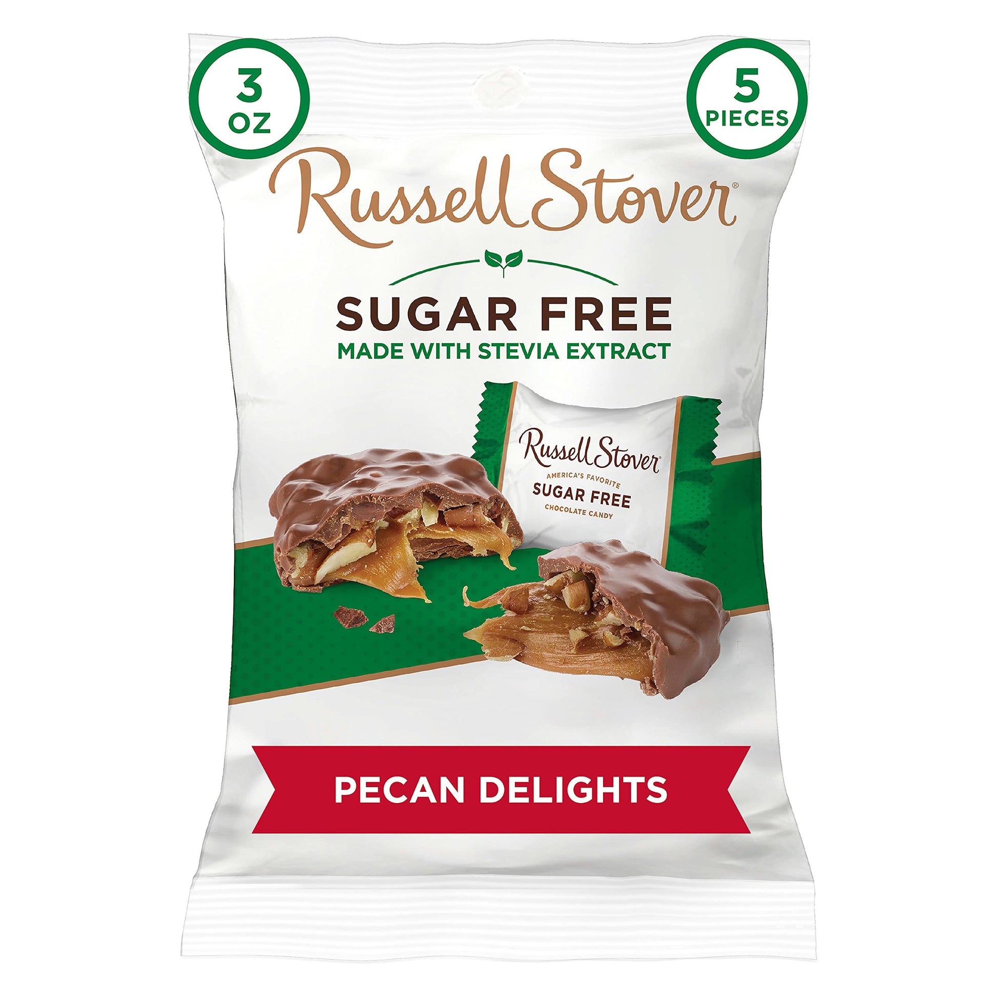 Russell Stover Sugar-Free, Pecan Delight, 3 Oz Peg Bag (Pack of 12)