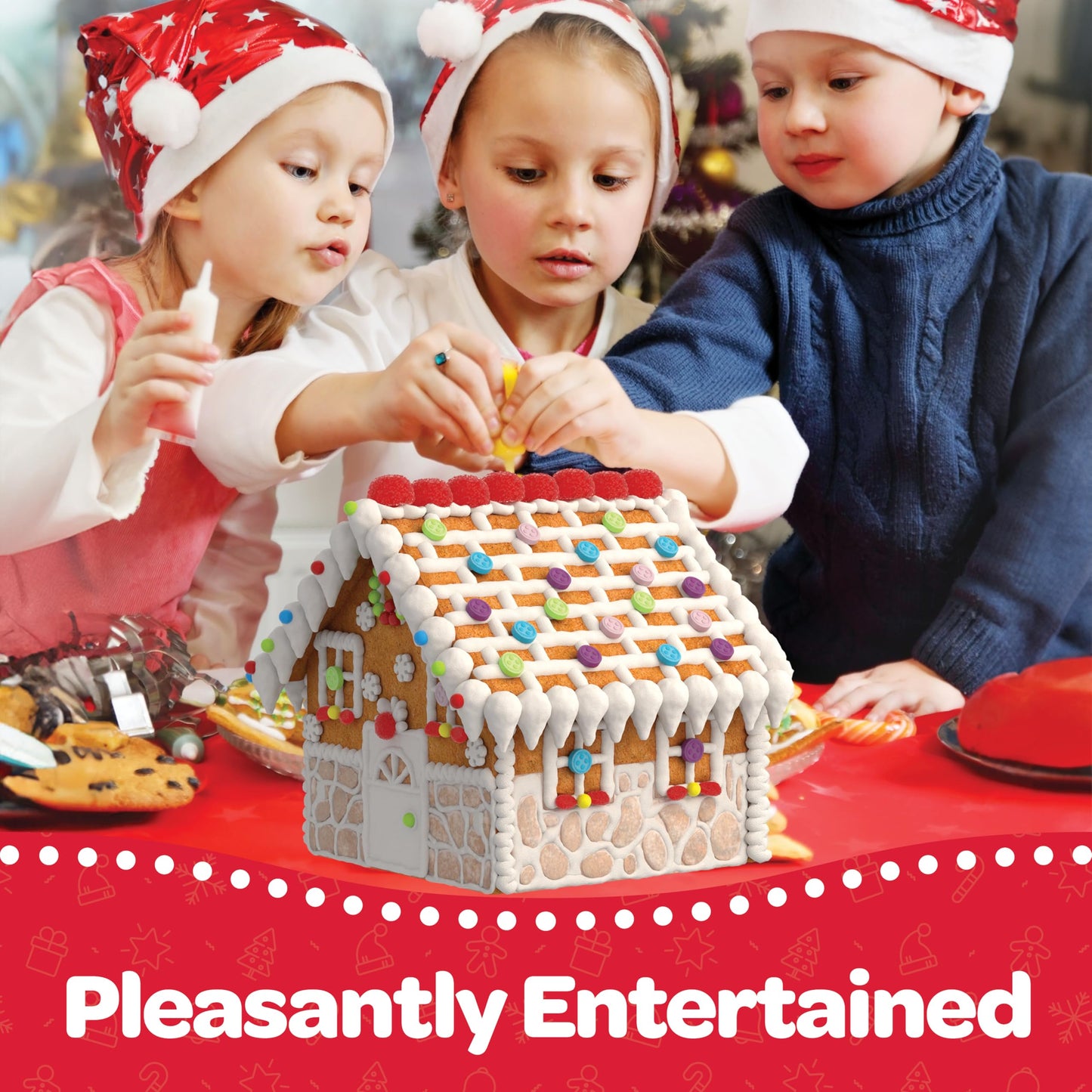 Big Gingerbread House kit, Gingerbread House, Holiday Activity for Kids - Ease Crafted Grooves Decor - kit Includes; 1 House, 2