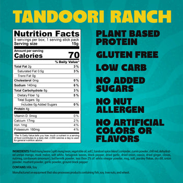 Daal By Keen Crunchy Mung Bean Snacks - Tandoori Ranch - Plant-Based Protein, High Fiber, Gluten-Free, Nut-Free - Mix into Salad