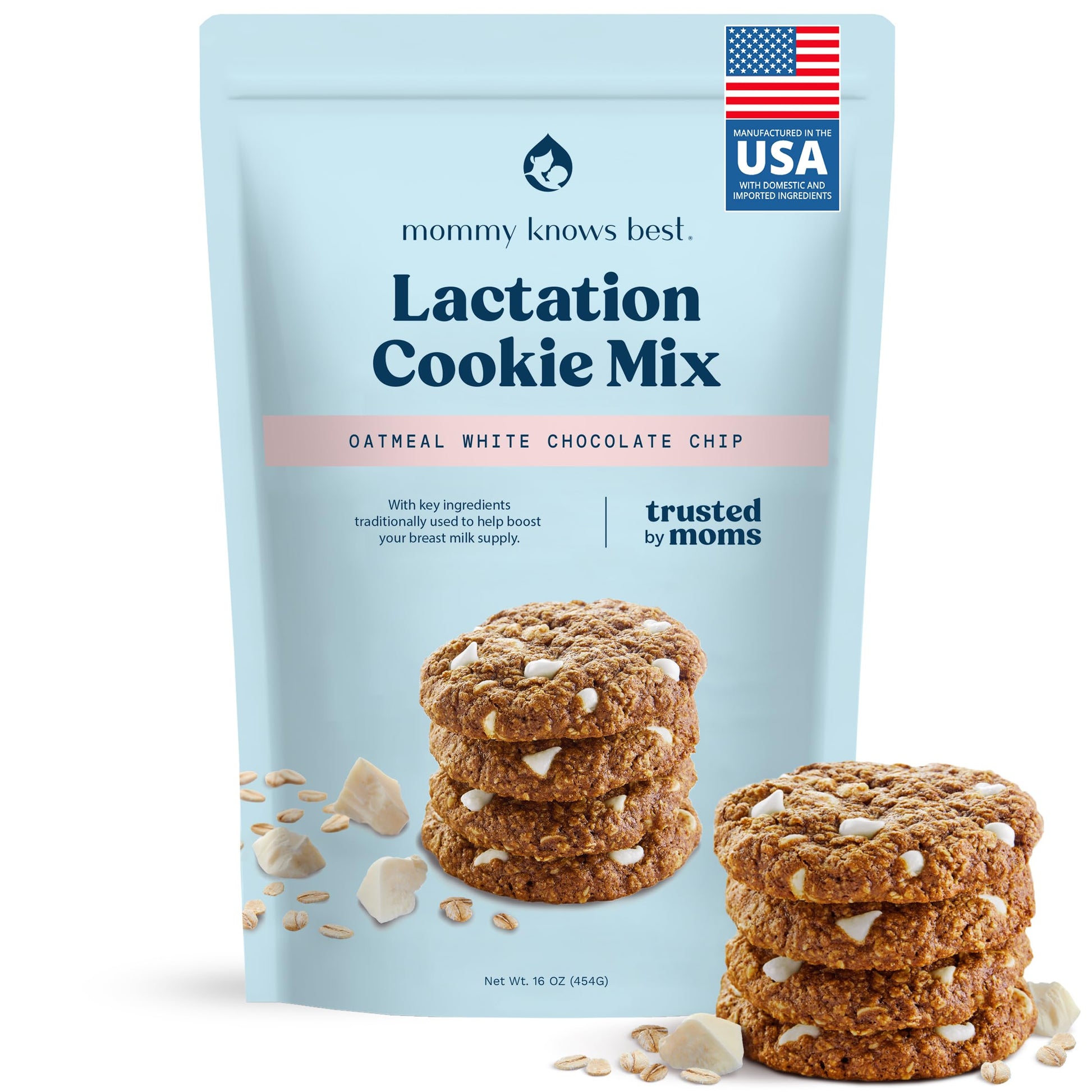 Mommy Knows Best Lactation Cookies Mix - Oatmeal, White Chocolate Chip, 16 Ounce, Model T109