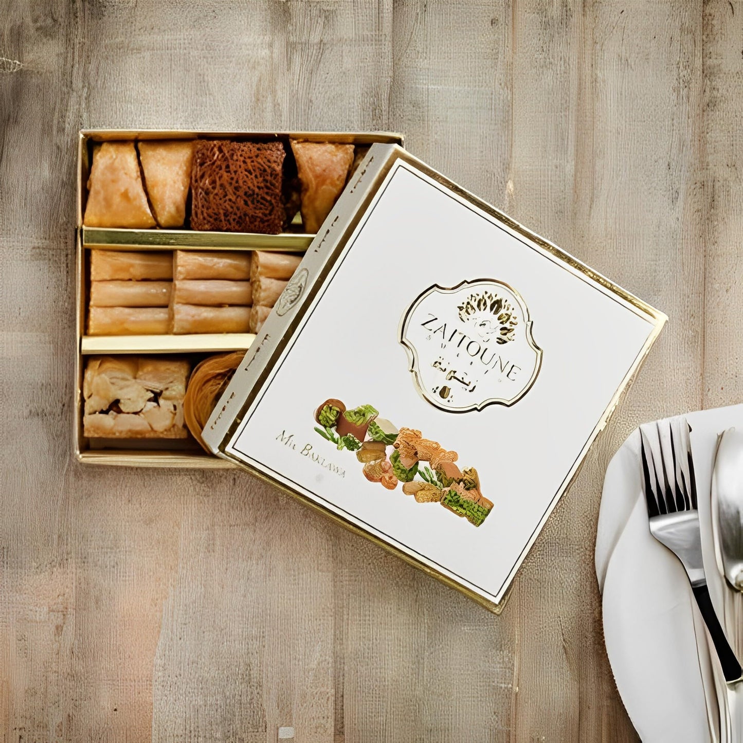 Zaitoune Pistachio & Cashew Mix Baklava 250G - Desserts Gift Box Perfect For Birthday, Father'S And Mothers Day, New Year, Eid