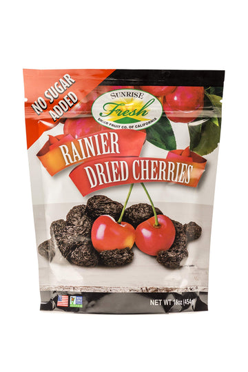 Sunrise Fresh Dried Fruit - Dried Rainer Cherries - All-Natural, Unsweetened, No Added Sugar, Resealable Snack, 16Oz Bag