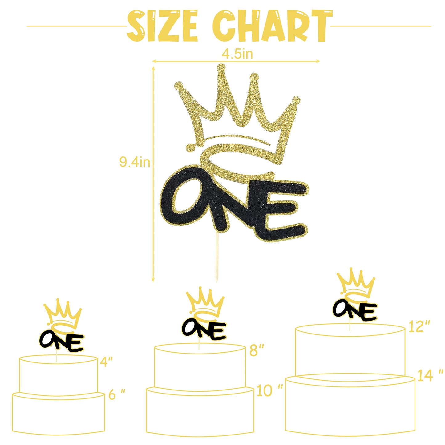 One Birthday Cake Topper - Hip Hop Boys 1St Birthday Decorations, Crown One Cake Topper, Black And Gold First Birthday Decoratio