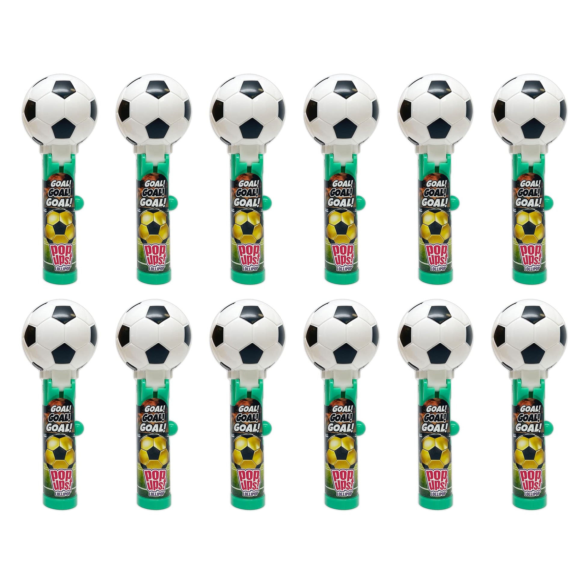 Pop Ups! Soccer Ball Lollipop Holder - 12 Lollipops with Cases - Individually Wrapped Candy Party Favors for Halloween - Soccer 