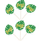 ZHUOWEISM 24 PCS Cupcake Toppers Glitter Monstera Leaf Party Decorations, Small, Multi-Color, Paper
