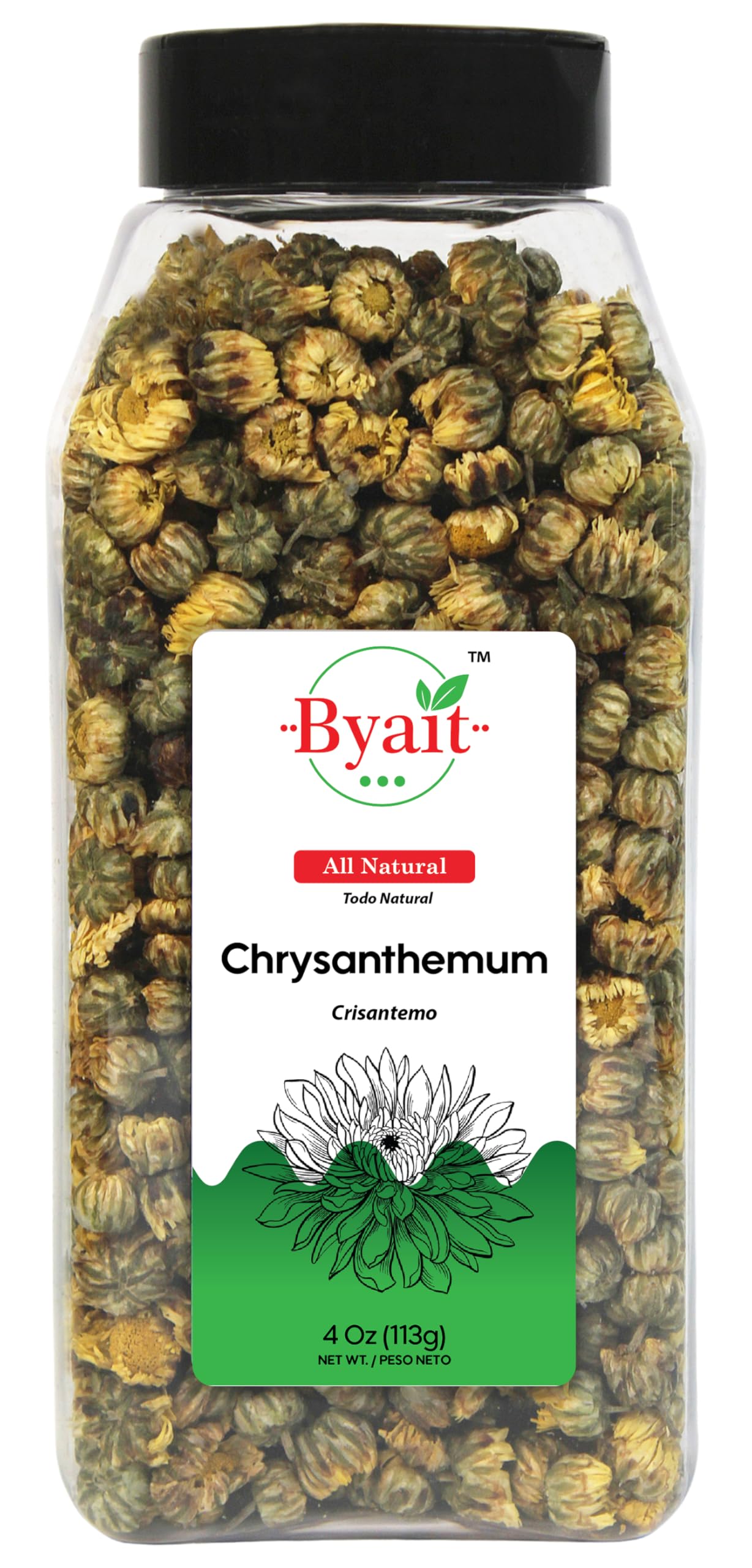 Byait Chrysanthemum Buds 4 Oz  Top-Grade Tai Ju Flowers  Energy Blend-Free Herbal Tea  Traditional Chinese Juhua  Loose Leaf Floral Aromatic Blend For Beverages