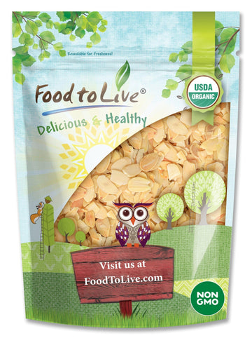 Food to Live - Organic Toasted Blanched Sliced Almonds, 6 Ounces - Unsalted & Dry Roasted, Premium Non-GMO Almond Nuts, Perfect 