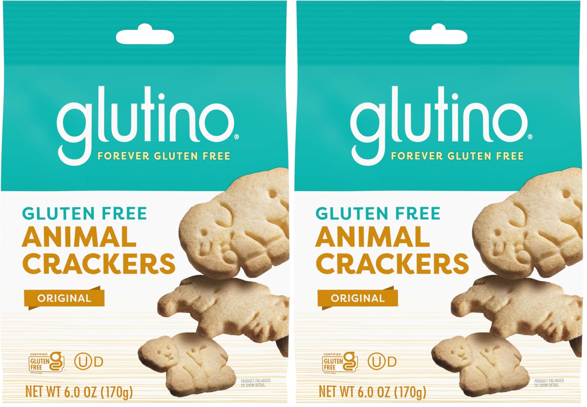 Glutino Gluten Free Animal Crackers, Crunchy and Sweet, Original Flavor, 6 oz (Pack of 2)