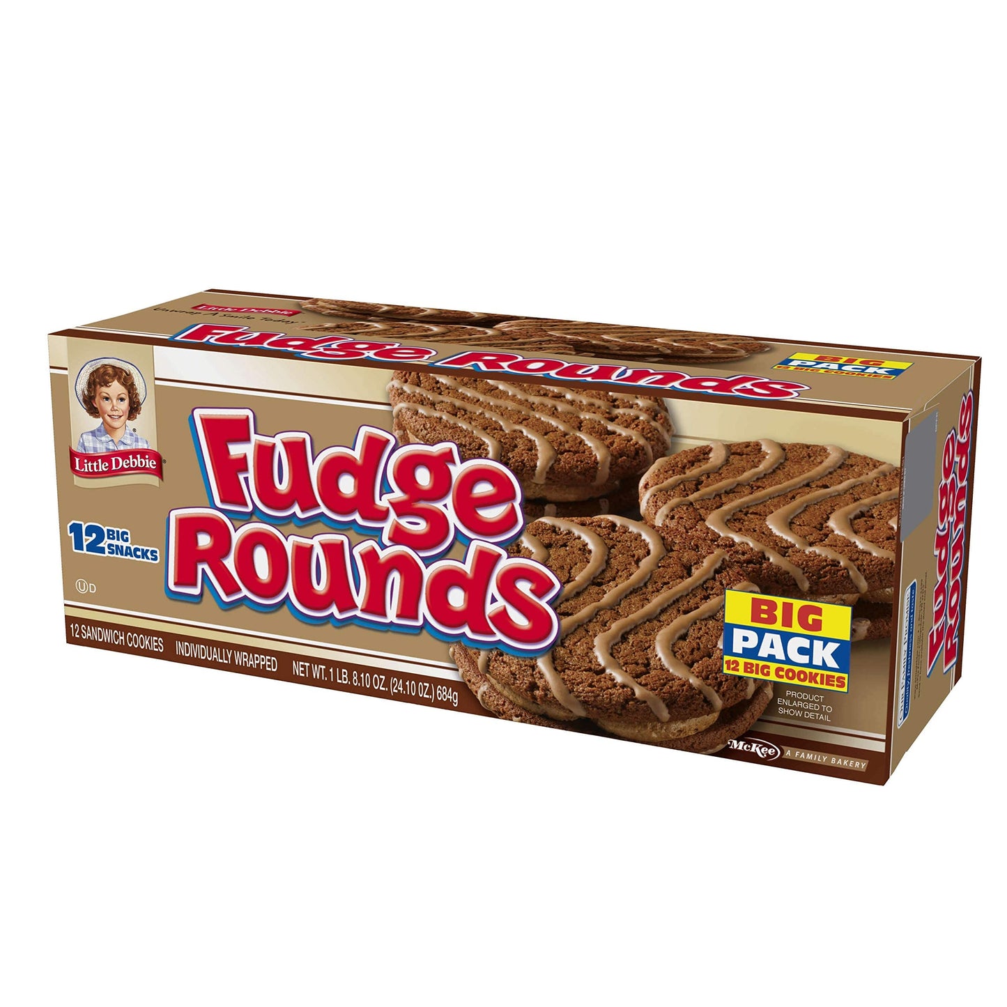 Little Debbie Individually Wrapped Fudge Rounds (12 Count) Big 24.10 Box - Pack Of 3