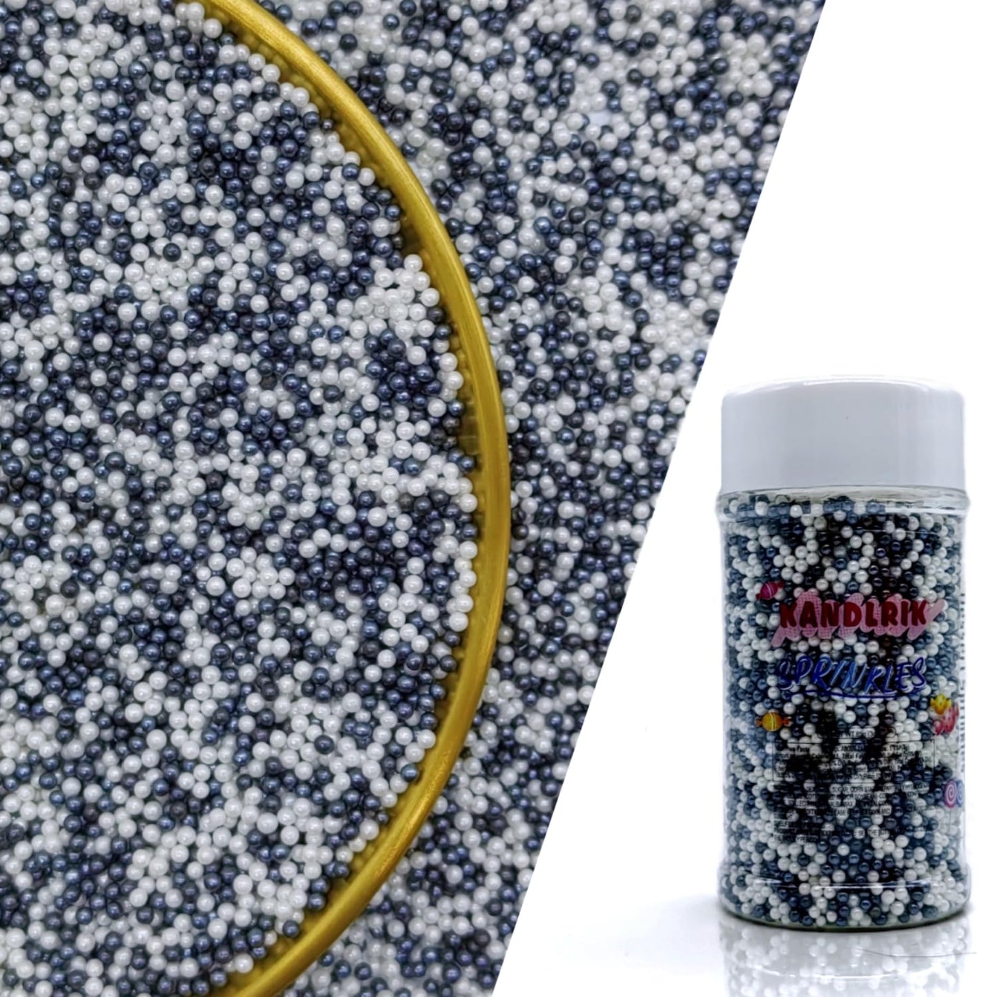 Edible Black & White Pearl Sugar Sprinkles Candy 2mm Mini Pearls Cake Decorations Cupcake Toppers Cookie Decorating Perfect for 