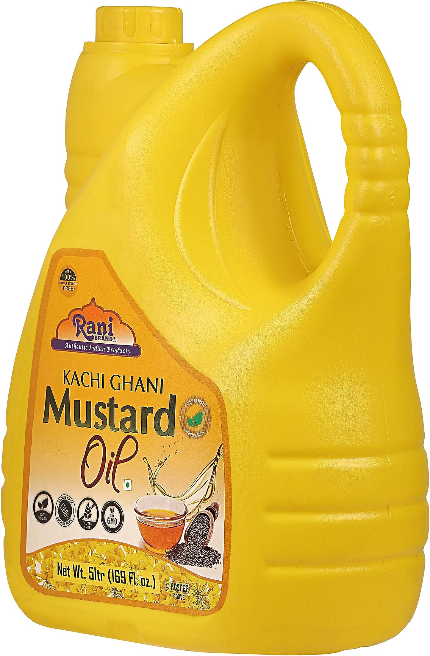 Rani Mustard Oil (Kachi Ghani) 169 Ounce (5 Liter) Pack Of 2, Non-Gmo | Gluten Free | Vegan | 100% Natural | Kosher