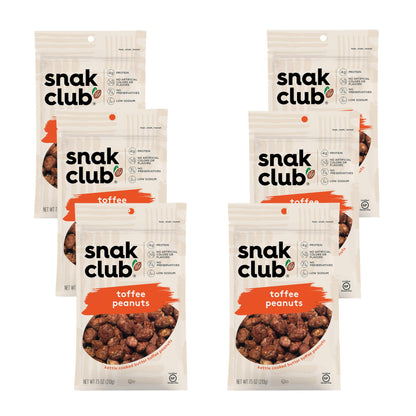 Snak Club Toffee Peanuts, Candied Peanuts with Praline Coat and Sweet Cream, Gluten-Free and Kosher Snack, 7.5 oz Resealable Bag
