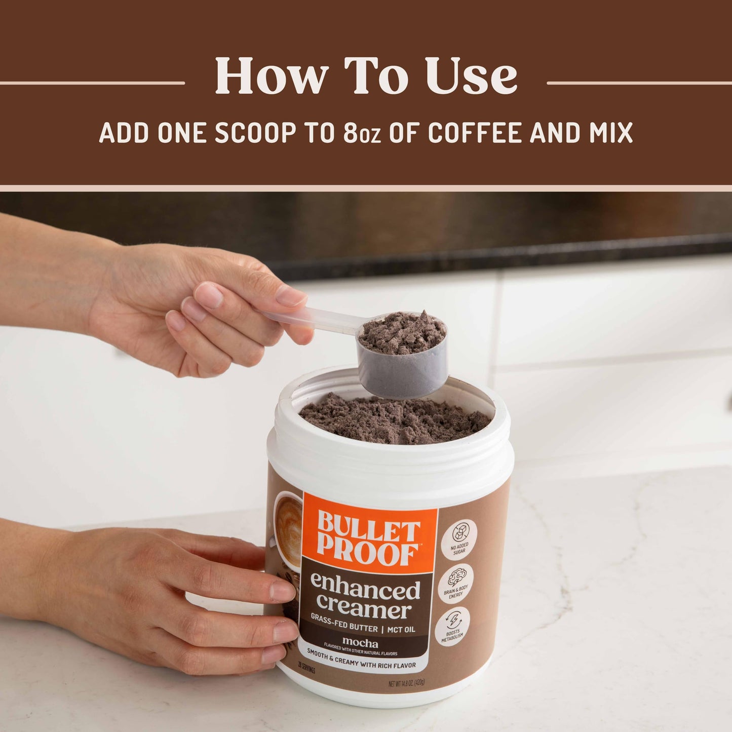 project pieceproof Mocha Creamer  14.8 Ounces  Keto Coffee Creamer with MCT Oil  Grass-Fed Butter  and Real Cocoa  Supports Brain Function  Packaging May Vary