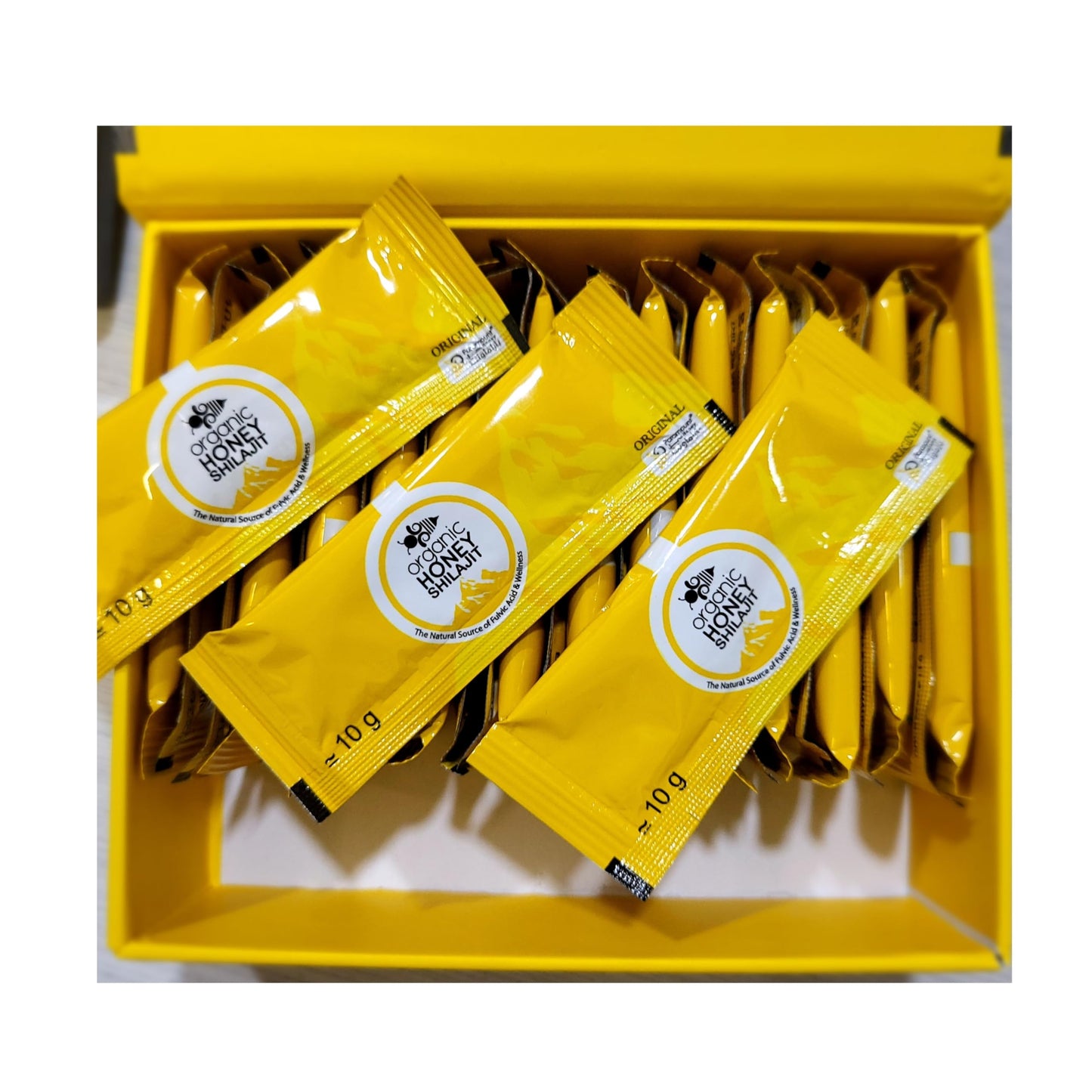 Paramount Organic Honey with Shilajit - Pure & Natural Jelly, Honey Bee Pollen (Large Pack of 30 Sachets 10Gram Each)