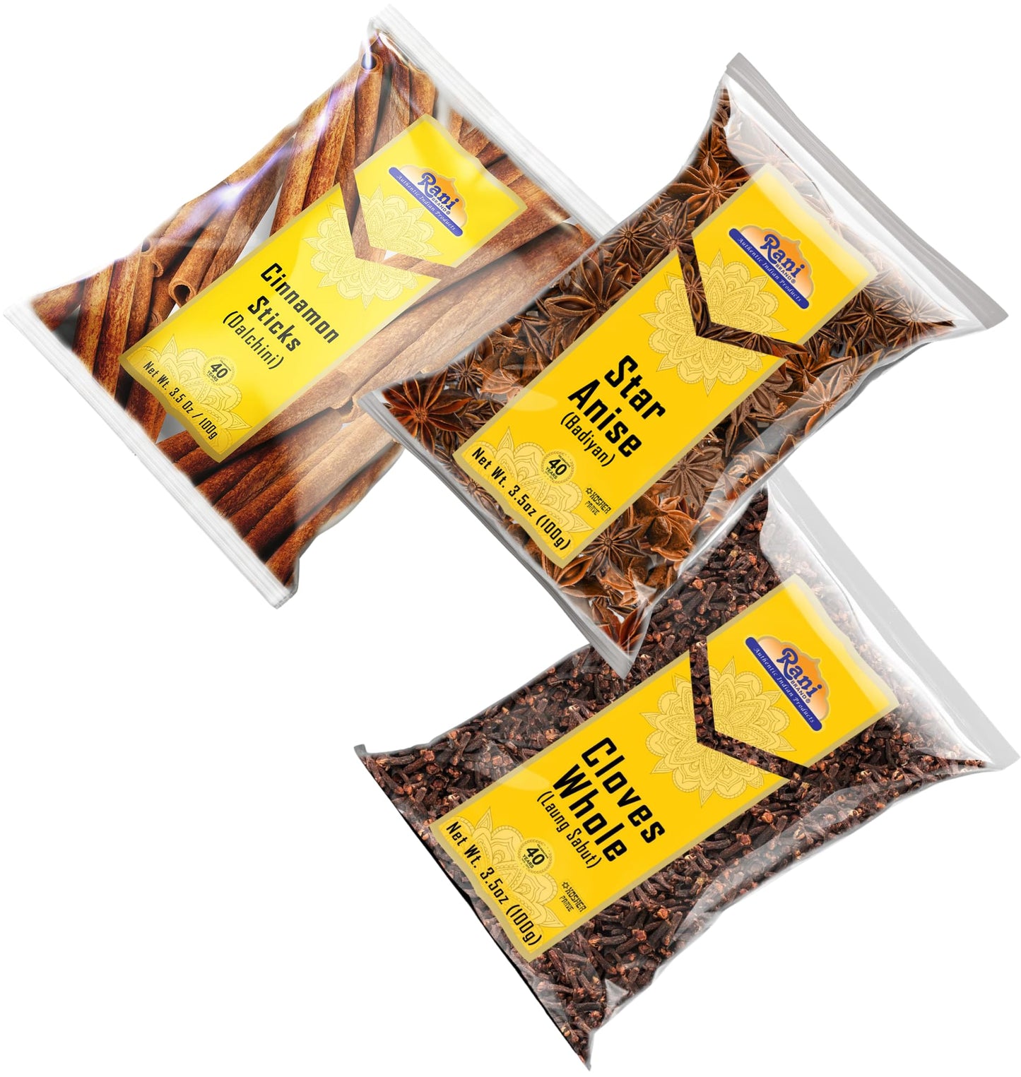 Rani Cinnamon Sticks, Star Anise & Whole Cloves 3.5Oz (100G) Pack Of 3 ~ Perfect For Baking, Cooking & Beverages ~ All Natural |