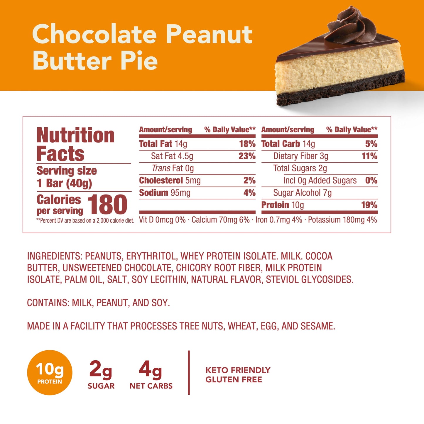 Think! Keto Protein Bars, Healthy Low Carb, Low Sugar, Gluten Free Snack With No Artifical Sweeteners, 4G Net Carbs & 10G Of Whey Protein - Chocolate Peanut Butter Pie (5 Count)