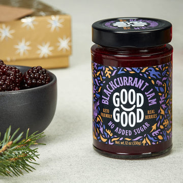 GOOD GOOD No Added Sugar Blackcurrant Jam - Keto Friendly Jelly - Low Carb, Low-Calorie and Vegan - Diabetic Friendly - 12oz / 3