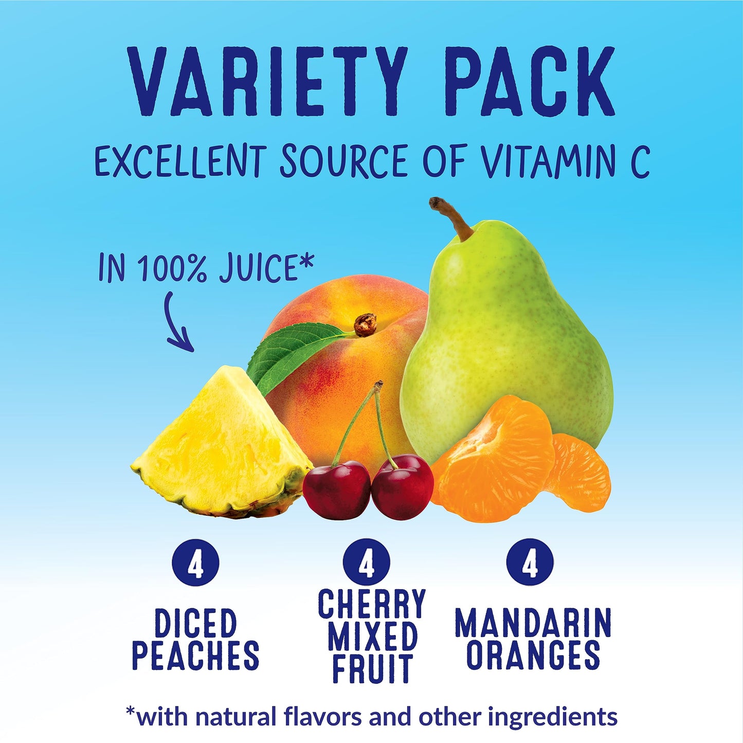 Dole Fruit Bowls In 100% Juice Variety Pack Snacks, Peaches, Cherry Mixed Fruit, Mandarin Oranges, 4Oz 12 Total Cups, Gluten & D