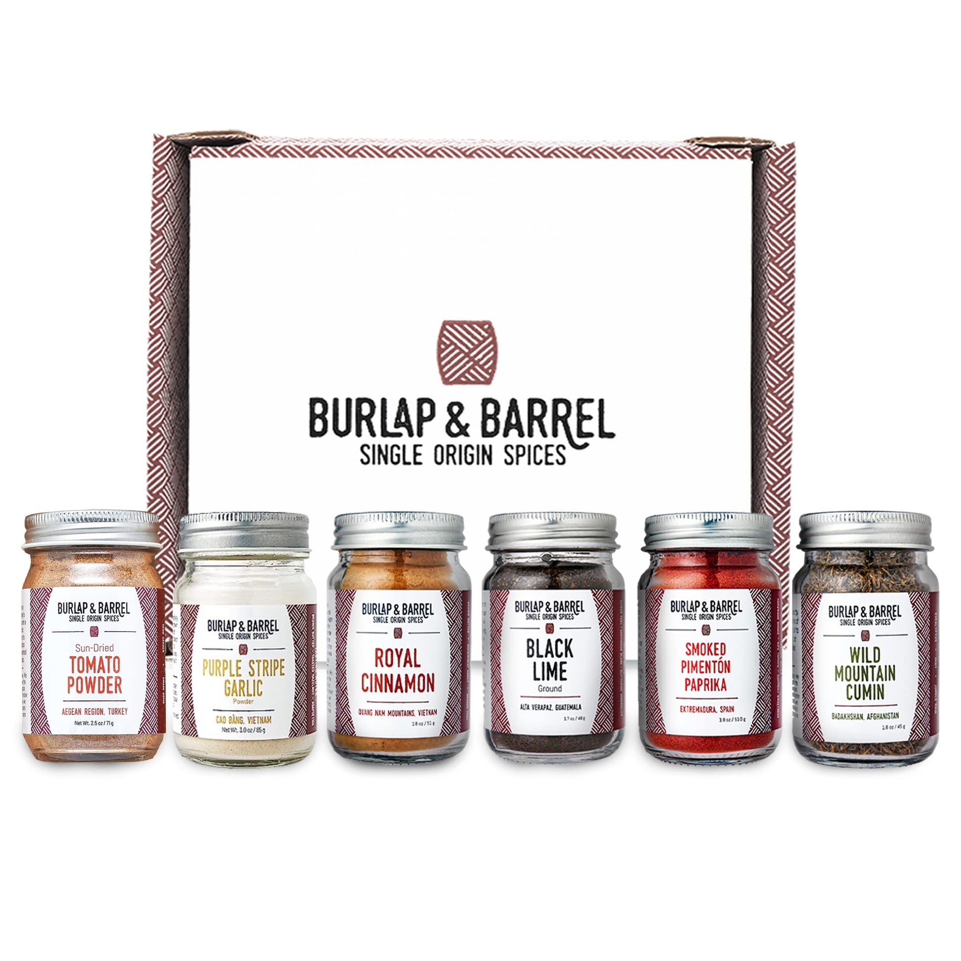 Burlap & Barrel 6-Pack Spice Gift Set - Includes Cinnamon, Garlic & More - 2.27 Ounce Jars - Model S-PL-9761