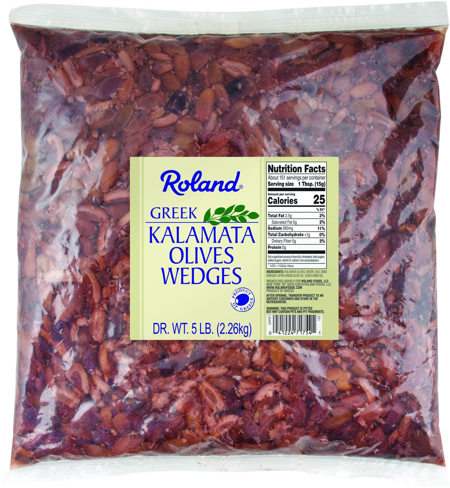 Roland Foods Kalamata Olive Wedges From Greece, Specialty Imported Food, 5 Pound, Pack of 1